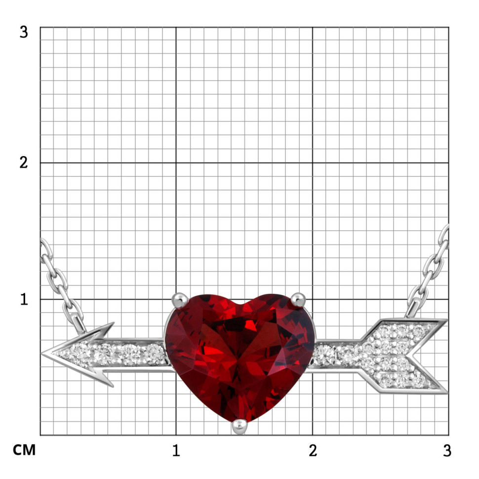 Колье из белого золота с бриллиантами и гранатом (052528)