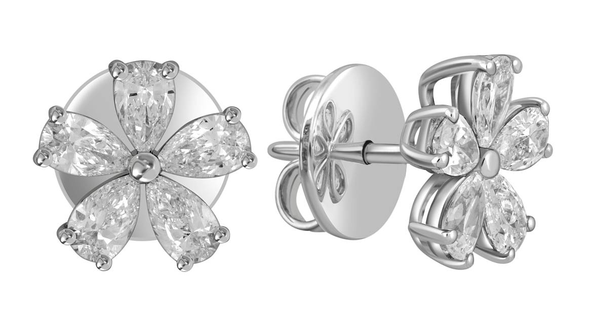 Серьги пусеты из белого золота с бриллиантами "Crivelli" (052517)