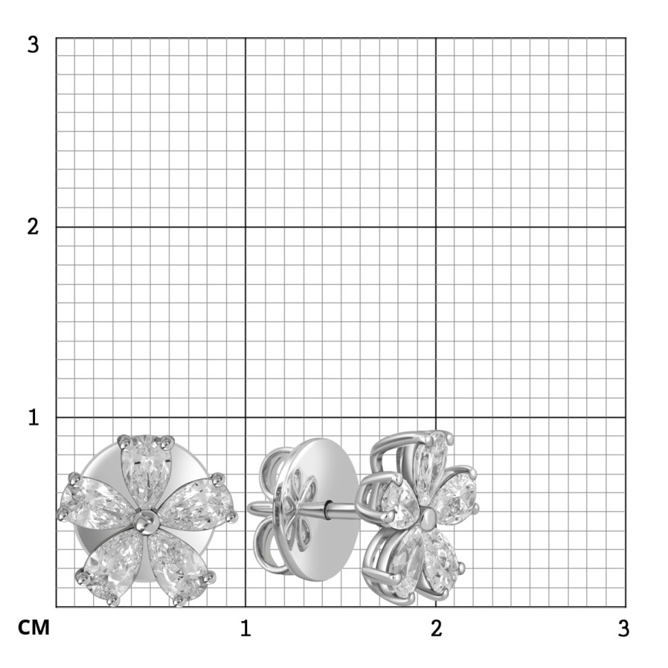 Серьги пусеты из белого золота с бриллиантами 