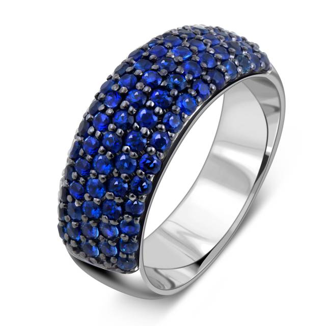 Кольцо из белого золота с сапфирами (058479)