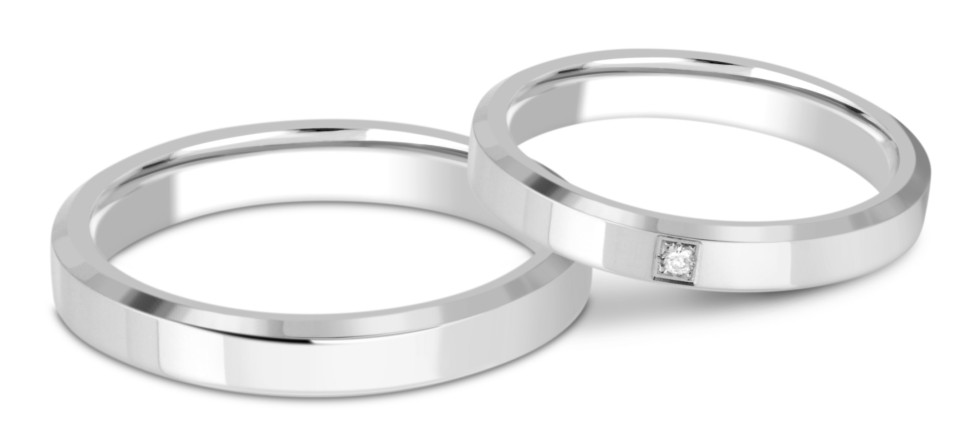 Обручальное кольцо из белого золота с бриллиантом (028719)