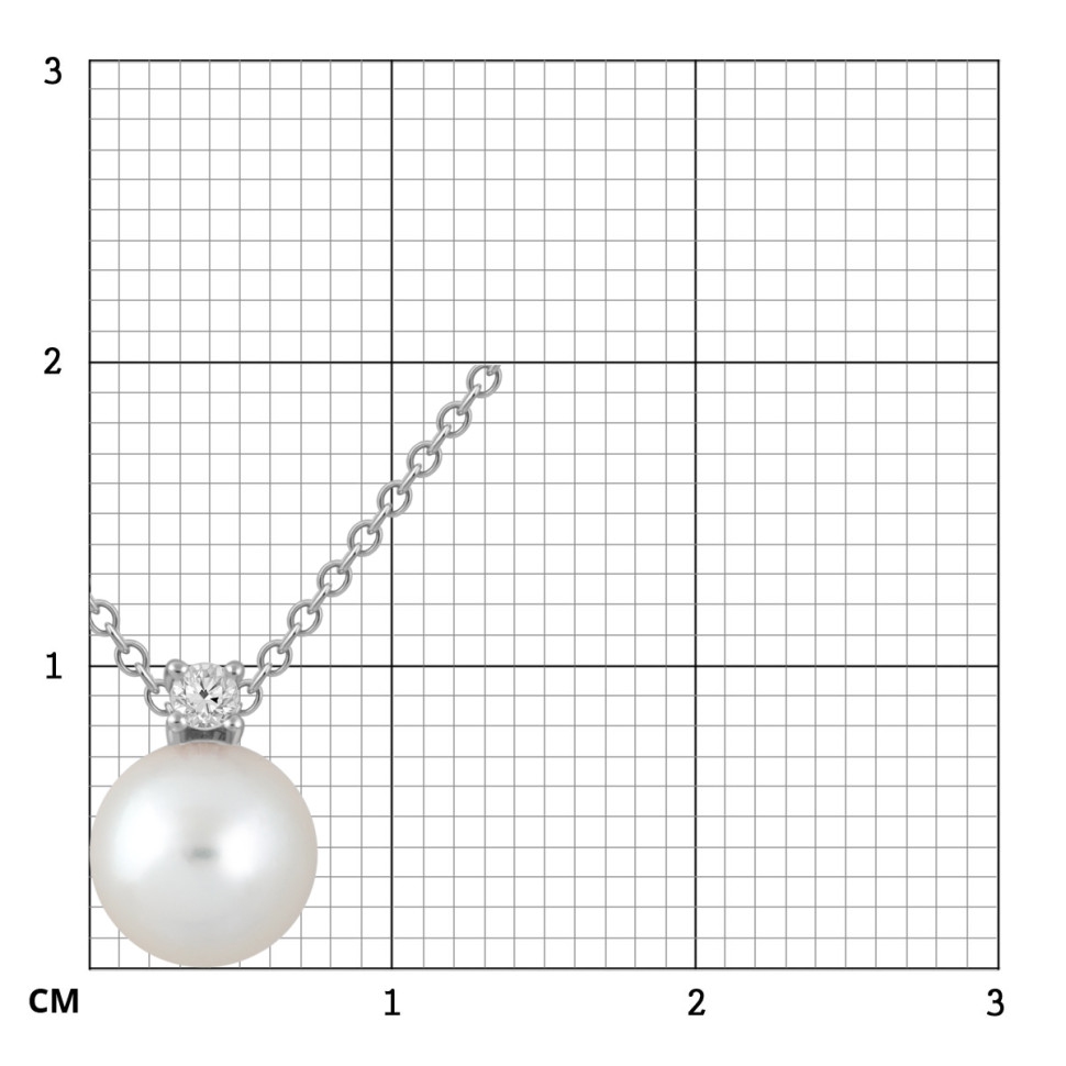 Колье из белого золота с бриллиантом и жемчужиной 