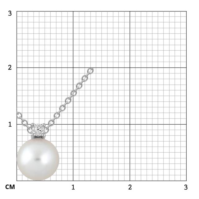 Колье из белого золота с бриллиантом и жемчужиной "Crivelli" (049111)
