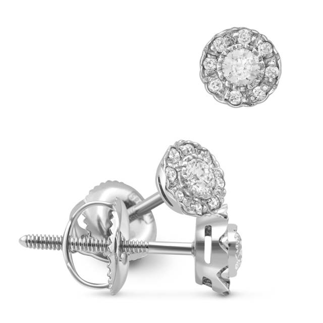 Серьги пусеты из белого золота с бриллиантами (019119)