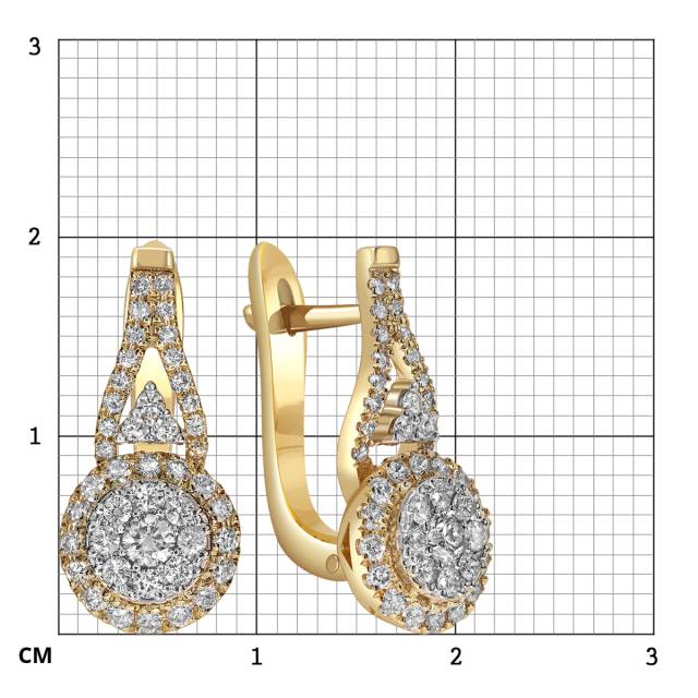 Серьги из жёлтого золота с бриллиантами (061451)
