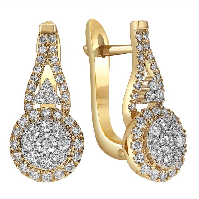 Серьги из жёлтого золота с бриллиантами (061451)