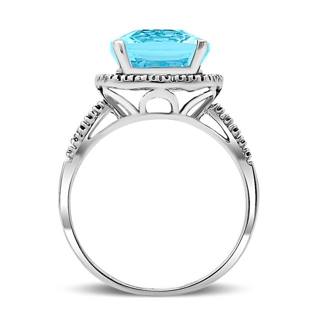 Кольцо из белого золота с бриллиантами и топазом (018042)