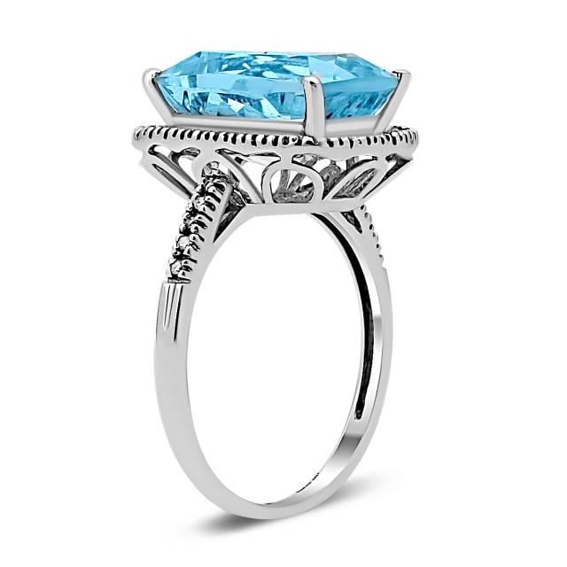 Кольцо из белого золота с бриллиантами и топазом (018042)