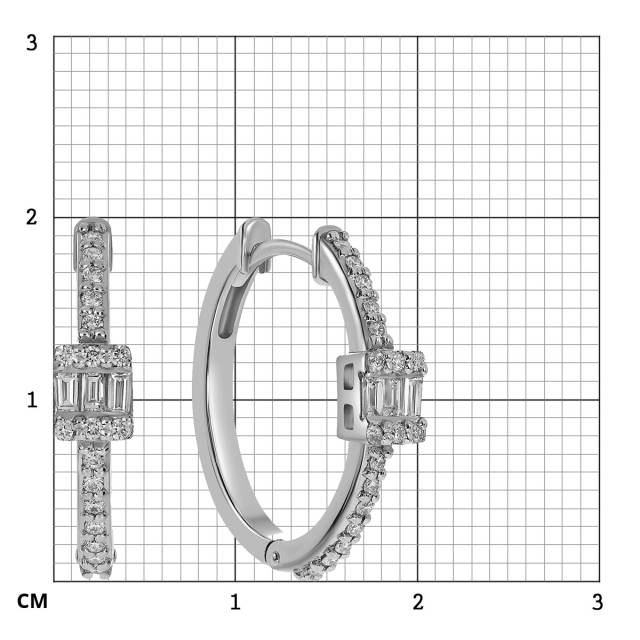 Серьги конго из белого золота с бриллиантами  (058637)