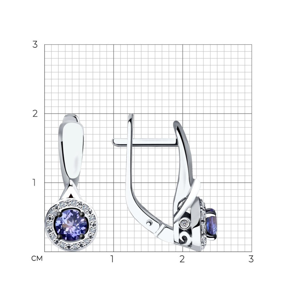 Серьги из белого золота с бриллиантами и танзанитами (047398)