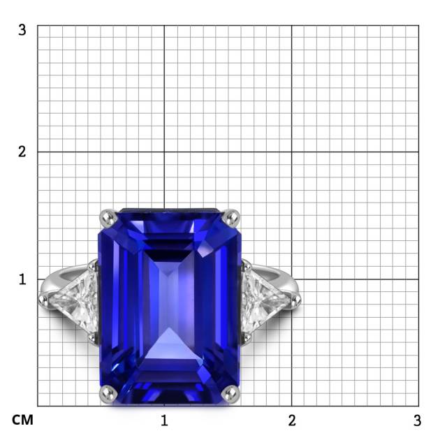 Женское кольцо из белого золота с бриллиантами и танзанитом (053570)