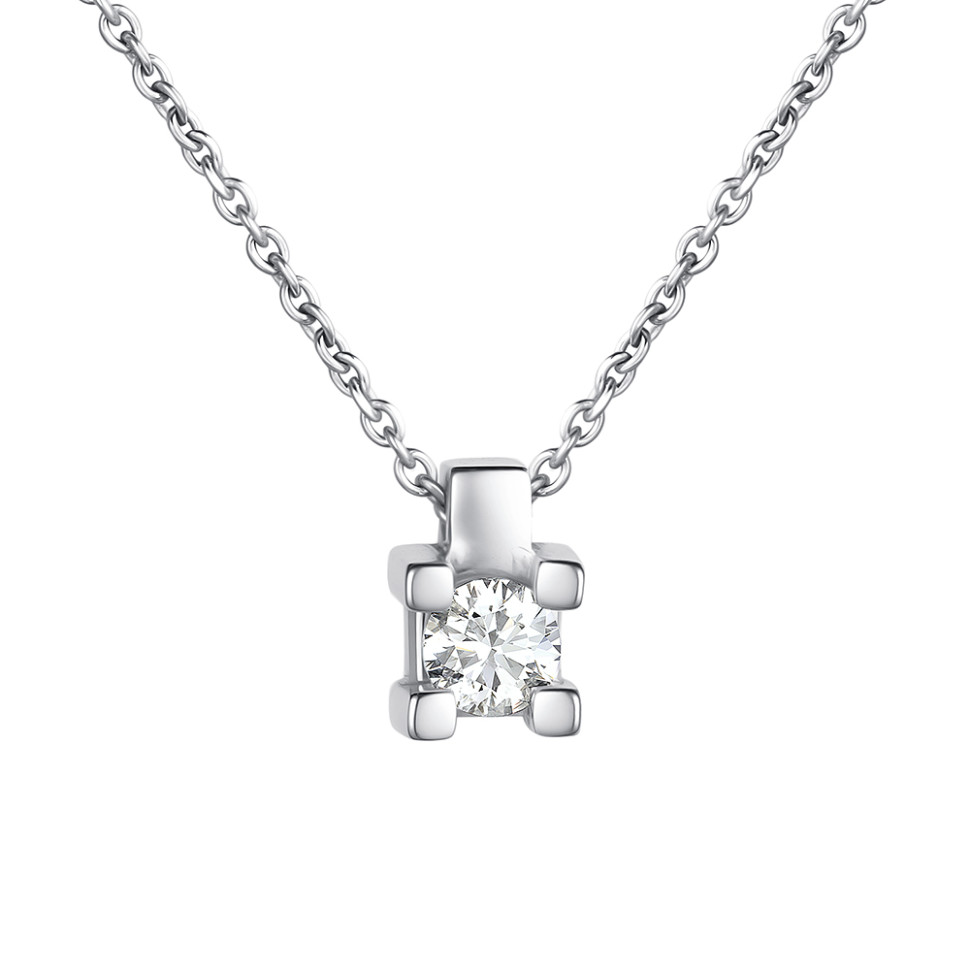 Колье из белого золота с бриллиантом (060573)