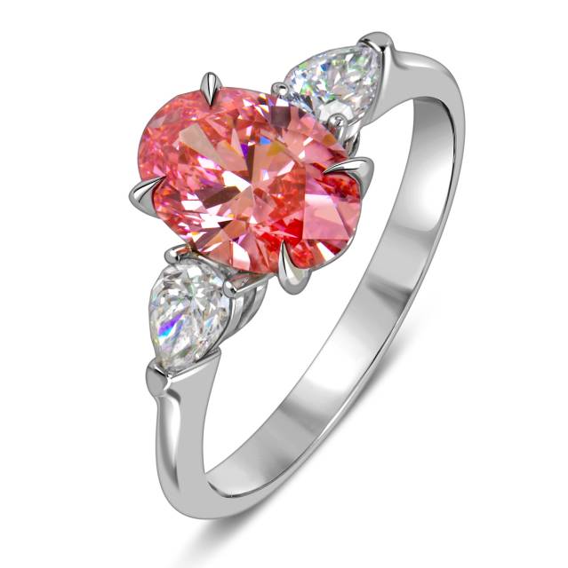 Помолвочное кольцо из белого золота с розовым бриллиантом  (060194)