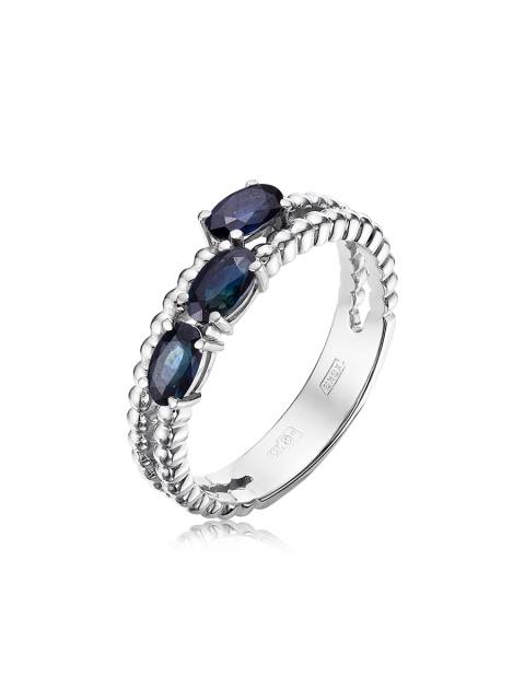 Кольцо из белого золота с бриллиантами и сапфирами (051378)