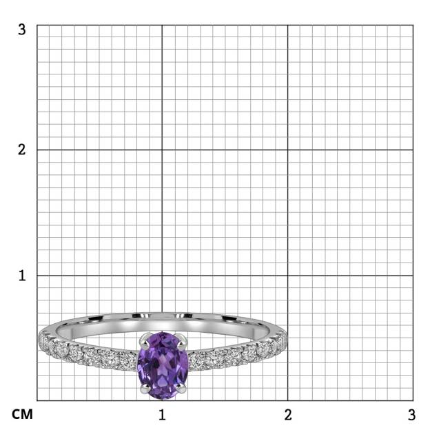 Кольцо из белого золота с бриллиантами и фиолетовым сапфиром (063674)