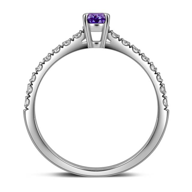 Кольцо из белого золота с бриллиантами и фиолетовым сапфиром (063674)