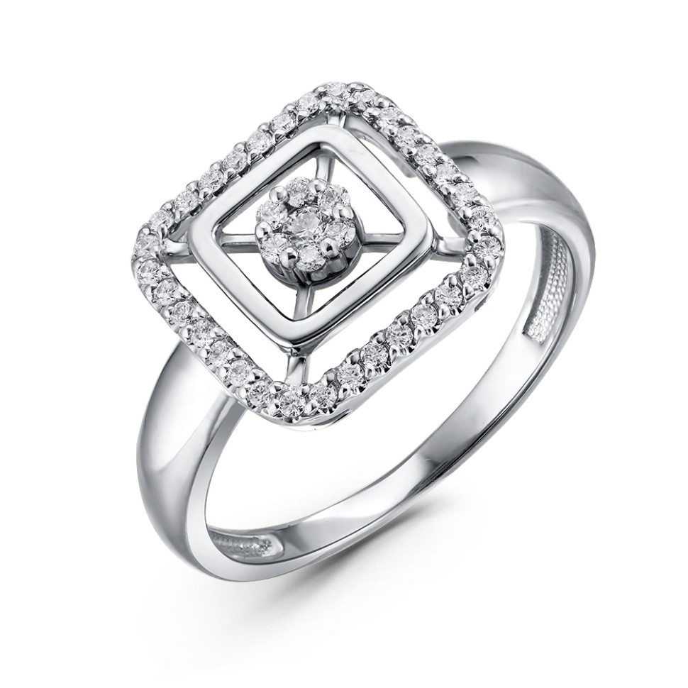 Кольцо из белого золота с бриллиантами (057614)