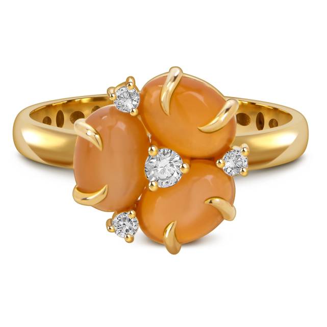 Кольцо из жёлтого золота с кварцами и фианитами (057857)