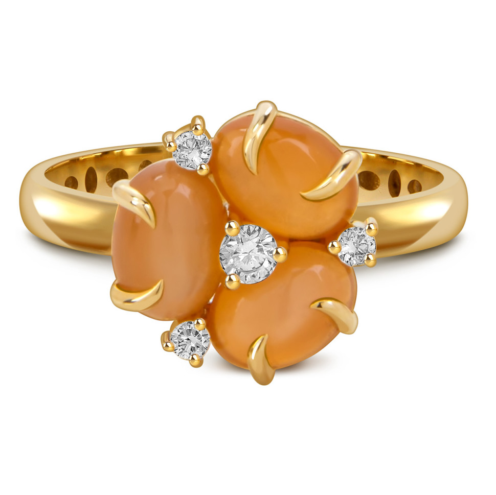 Кольцо из жёлтого золота с кварцами и фианитами (057857)