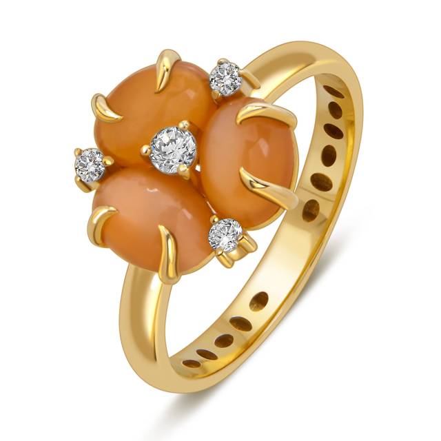 Кольцо из жёлтого золота с кварцами и фианитами (057857)