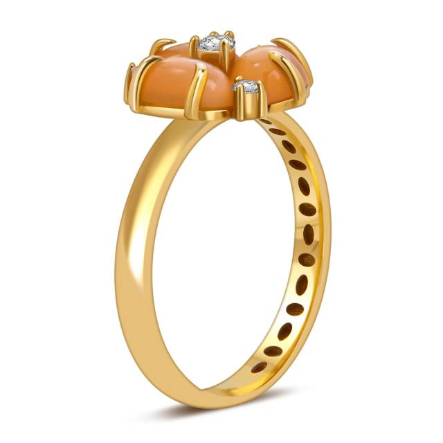 Кольцо из жёлтого золота с кварцами и фианитами (057857)