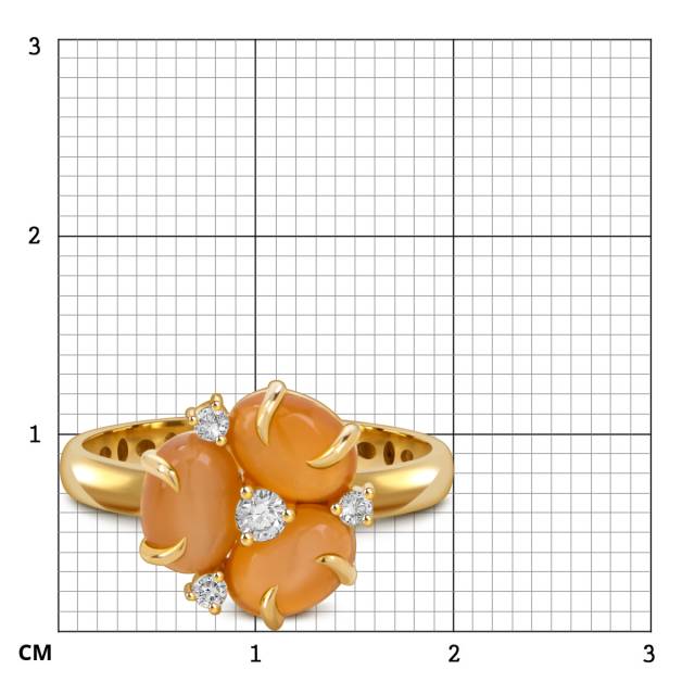 Кольцо из жёлтого золота с кварцами и фианитами (057857)