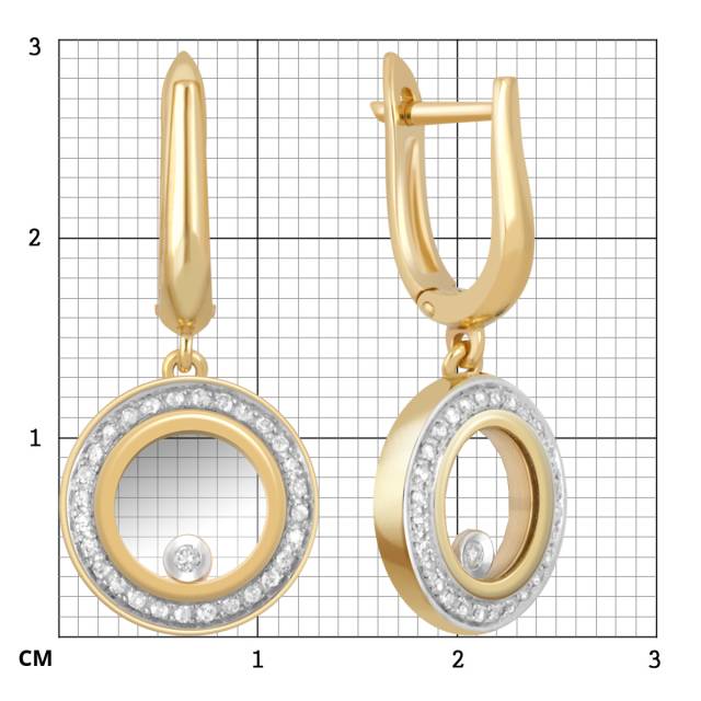 Серьги из комбинированного золота с бриллиантами (039681)