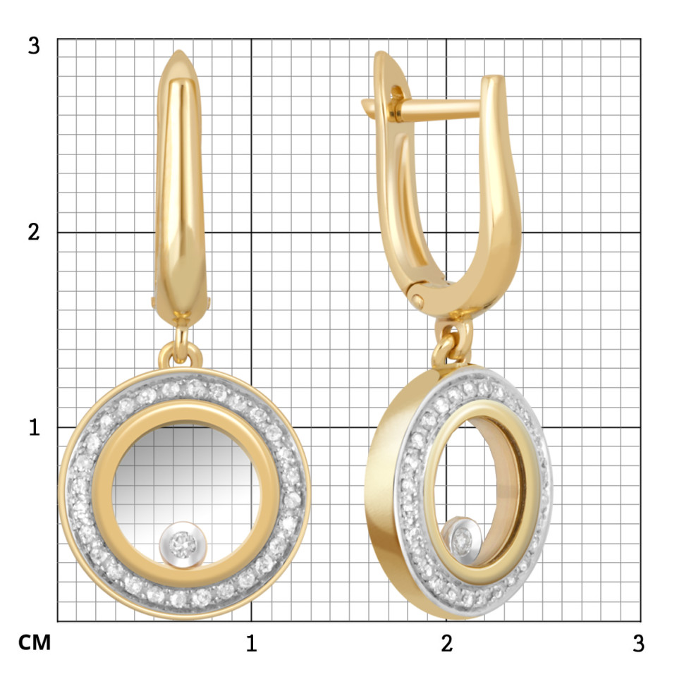 Серьги из комбинированного золота с бриллиантами (039681)