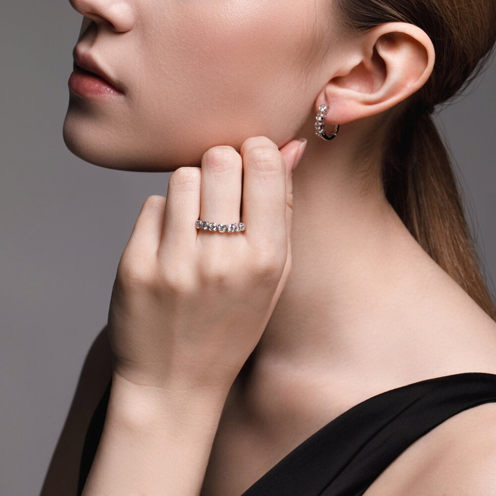 Кольцо из белого золота с бриллиантами (052780)