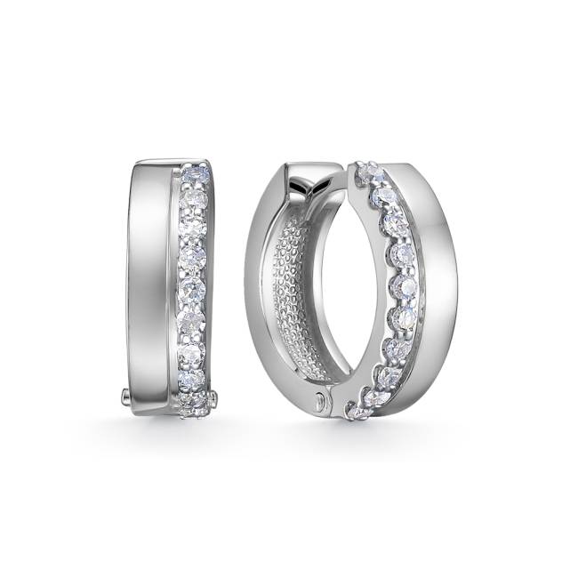 Серьги конго из белого золота с бриллиантами (052832)