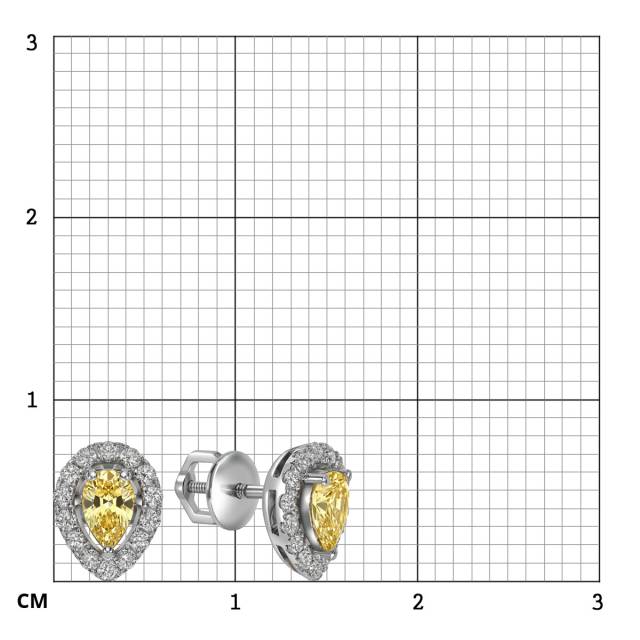 Серьги пусеты из белого золота с бриллиантами (062900)