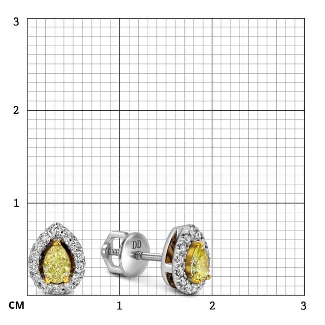 Серьги пусеты из белого золота с бриллиантами (062900)