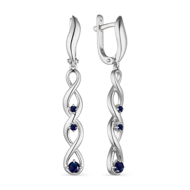 Серьги из белого золота с сапфирами (042610)