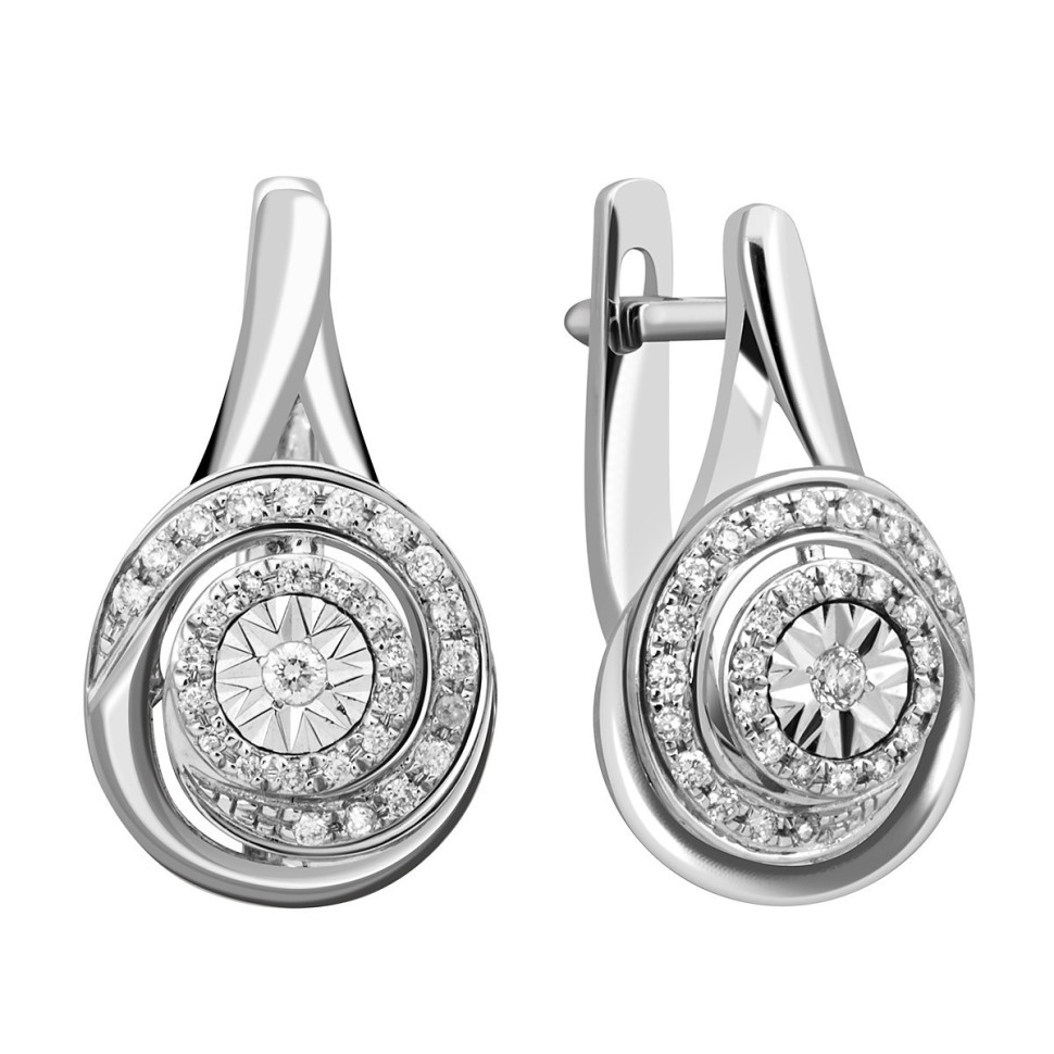 Серьги из белого золота с бриллиантами (012852)