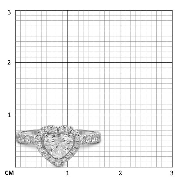 Помолвочное кольцо из белого золота с бриллиантами "Сердце" (054380)