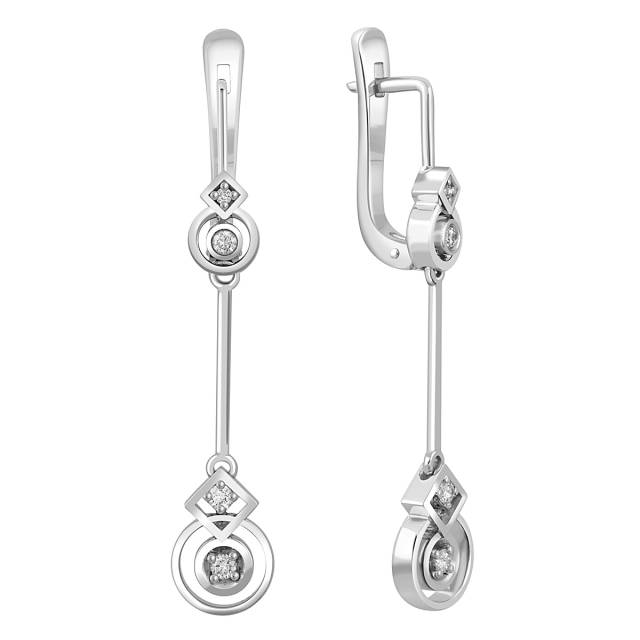 Серьги из белого золота с бриллиантами (046460)