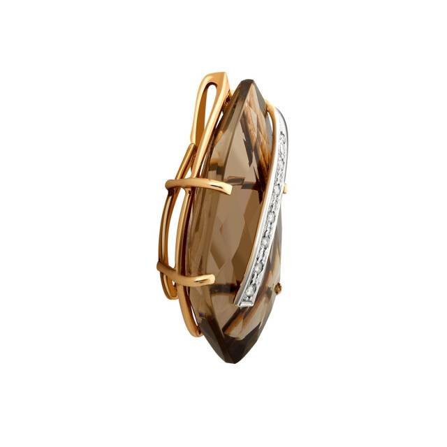 Кулон из комбинированного золота с бриллиантами и раух-топазом (021363)