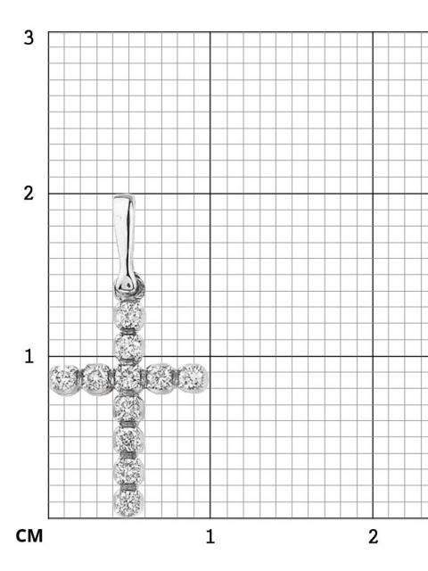 Подвеска крест из белого золота с бриллиантами (030420)