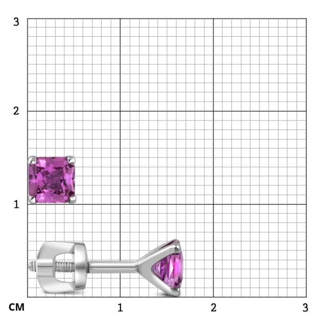 Серьги пусеты из платины с розовыми сапфирами (050733)