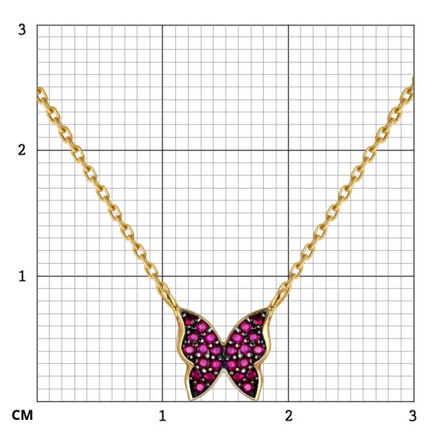 Колье из жёлтого золота с фианитами "Бабочка" (057779)