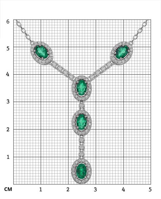 Колье из белого золота с бриллиантами и изумрудами (060276)