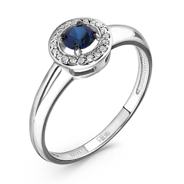 Кольцо из белого золота с сапфиром и бриллиантами (060486)