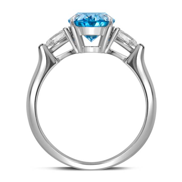 Помолвочное кольцо из белого золота с голубым бриллиантом (060847)