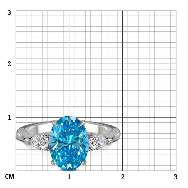 Помолвочное кольцо из белого золота с голубым бриллиантом (060847)