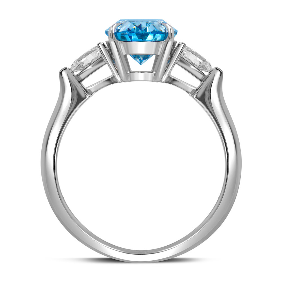 Помолвочное кольцо из белого золота с голубым бриллиантом (060847)