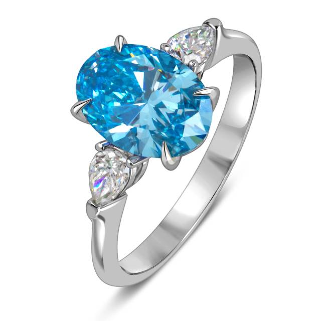 Помолвочное кольцо из белого золота с голубым бриллиантом (060847)