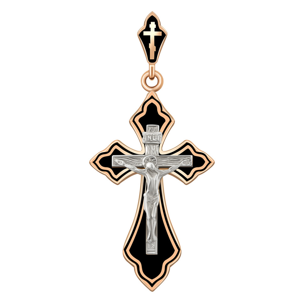 Кулон крест из красного золота с с эмалью (038545)