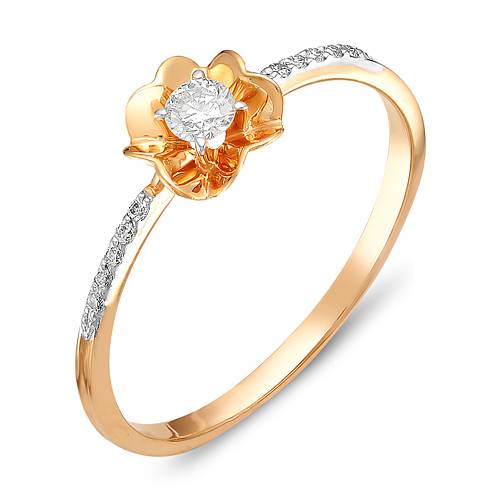 Кольцо из красного золота с бриллиантами (039973)