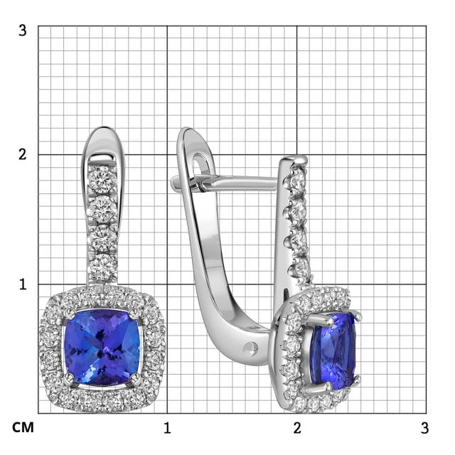 Серьги из белого золота с бриллиантами и танзанитами (062782)