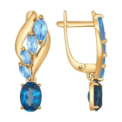 Серьги из красного золота с топазами (027784)